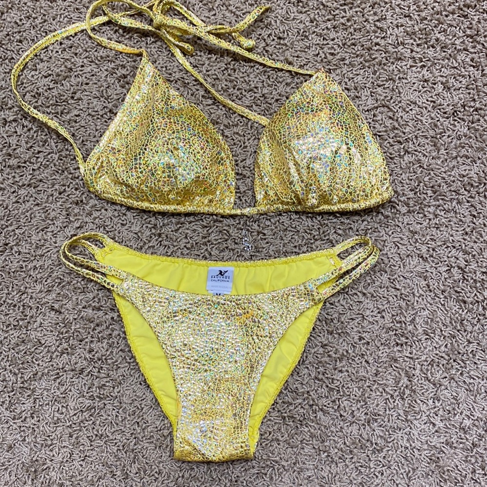 Sauvage bikini M Rio bottom D cup halter top with crystal S